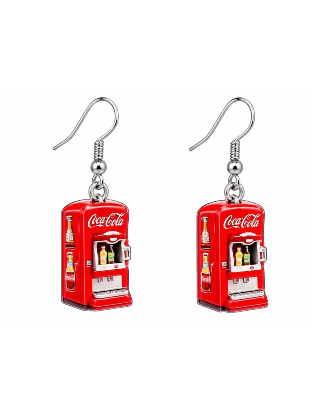 Coca Cola Vending Machine Dangle Earrings Red Retro Soda Machine Jewelry